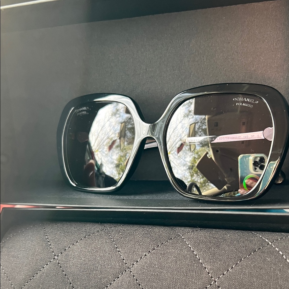 CHANEL Black Oversized Sunglasses